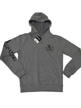 NWT Salt Life Skull and Hooks Pullover Hoodie Lightweight Grey Gray Mens Small